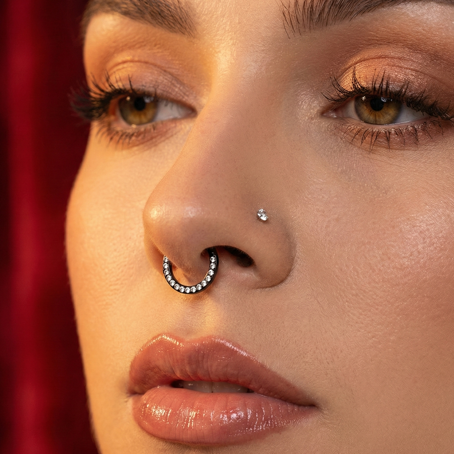 G23 Titanium Pave Crystal Hinged Clicker Segment Ring