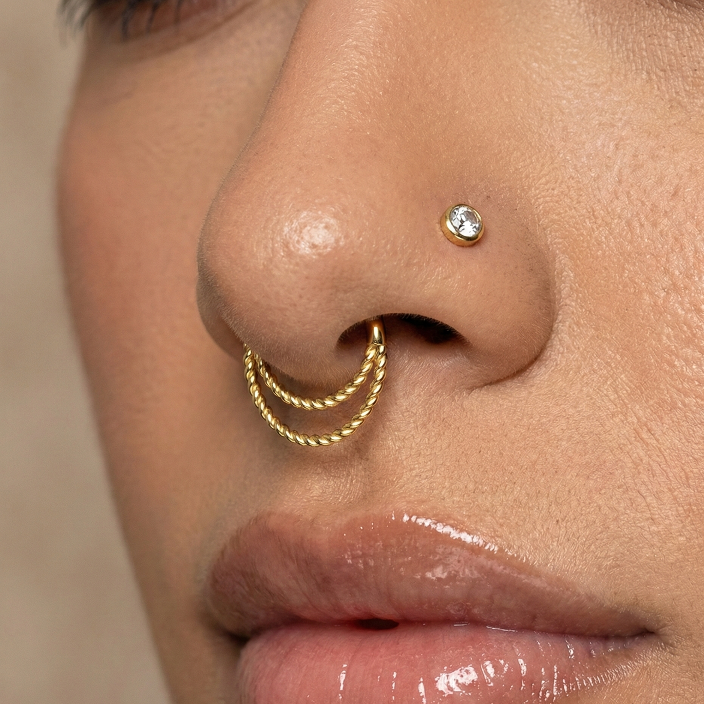 925 Sterling Silver Twisted Double Segment Clicker Ring