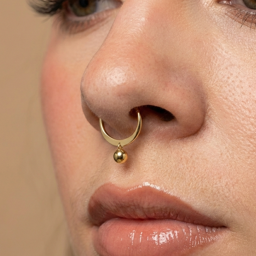 14K Gold Classic Bead Segment Clicker Ring