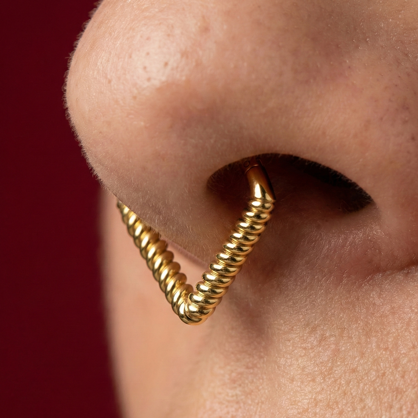 925 Sterling Silver Twisted V-Shape Hinged Braided Segment Clicker Ring