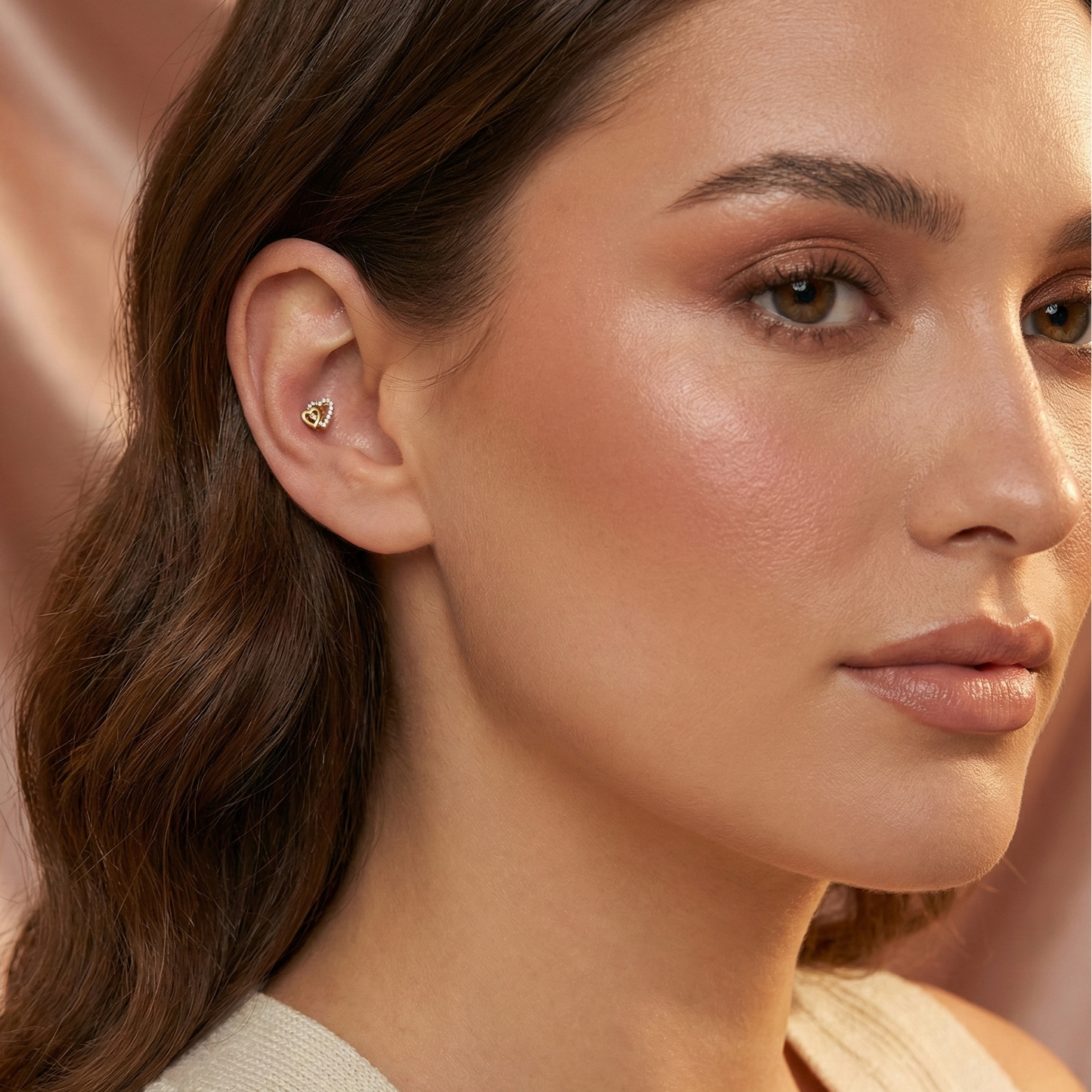 316L Surgical Steel Twin Heart Flatback Cartilage Piercing Stud