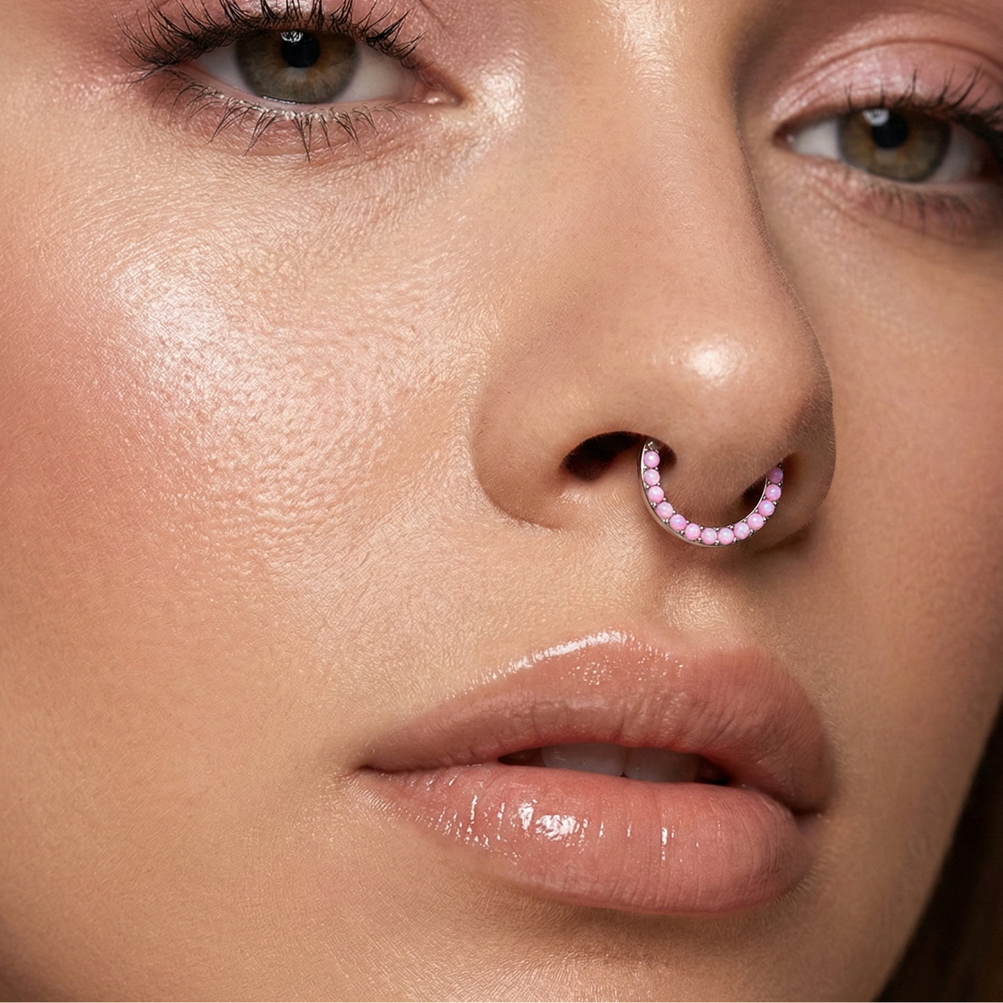 316L Surgical Steel Opal Studded Hinged Clicker Segment Ring