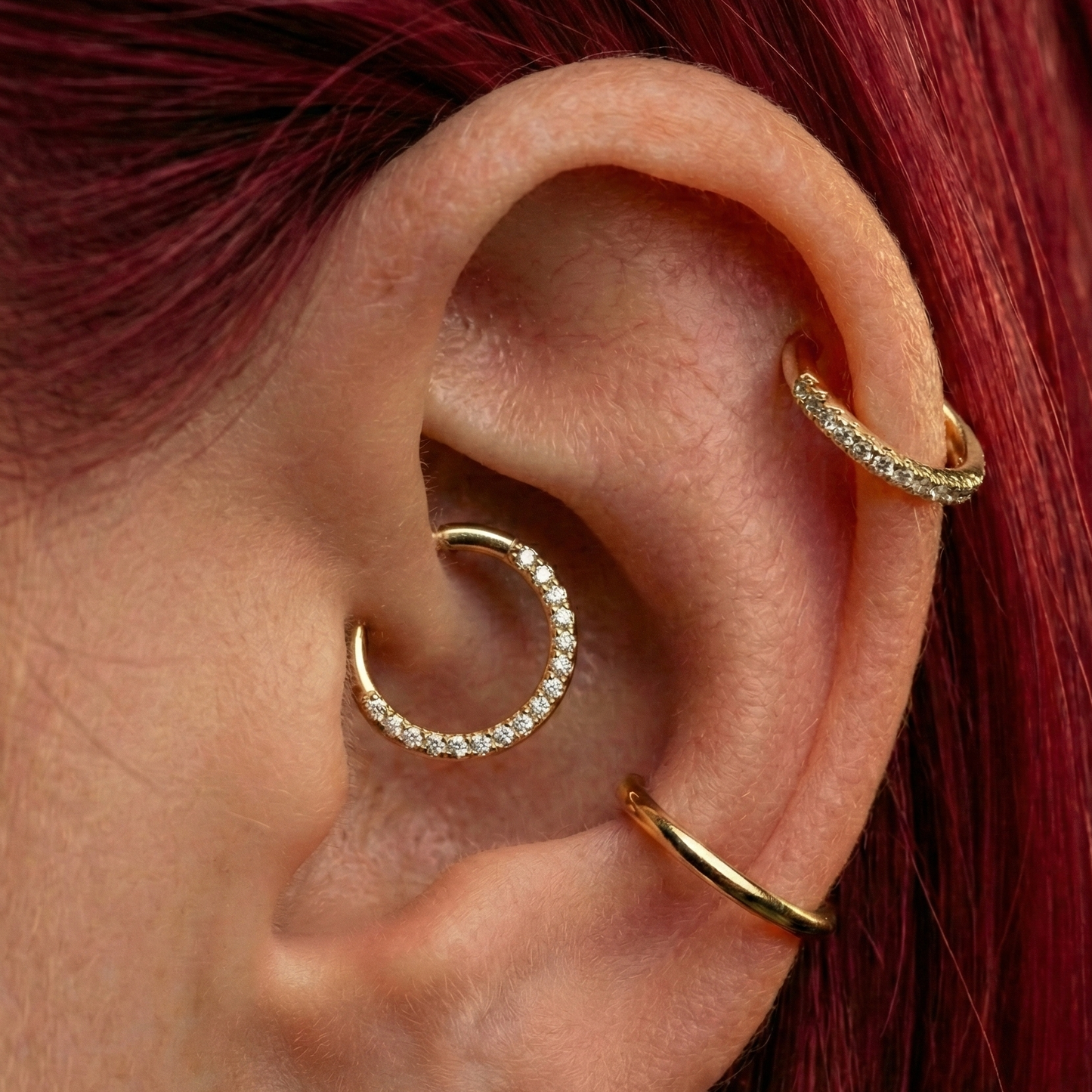 9K Gold Continuous Cubic Zirconia Hinged Segment Clicker Ring