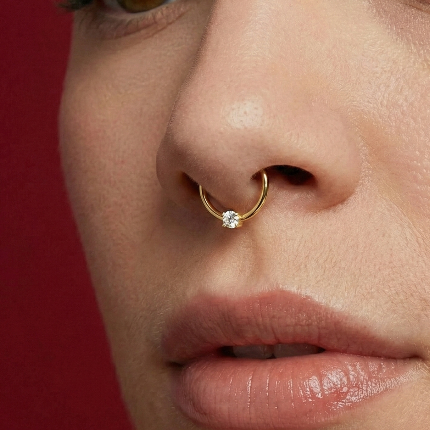 14K Gold 2mm Jewelled CZ Hinged Segment Clicker Ring