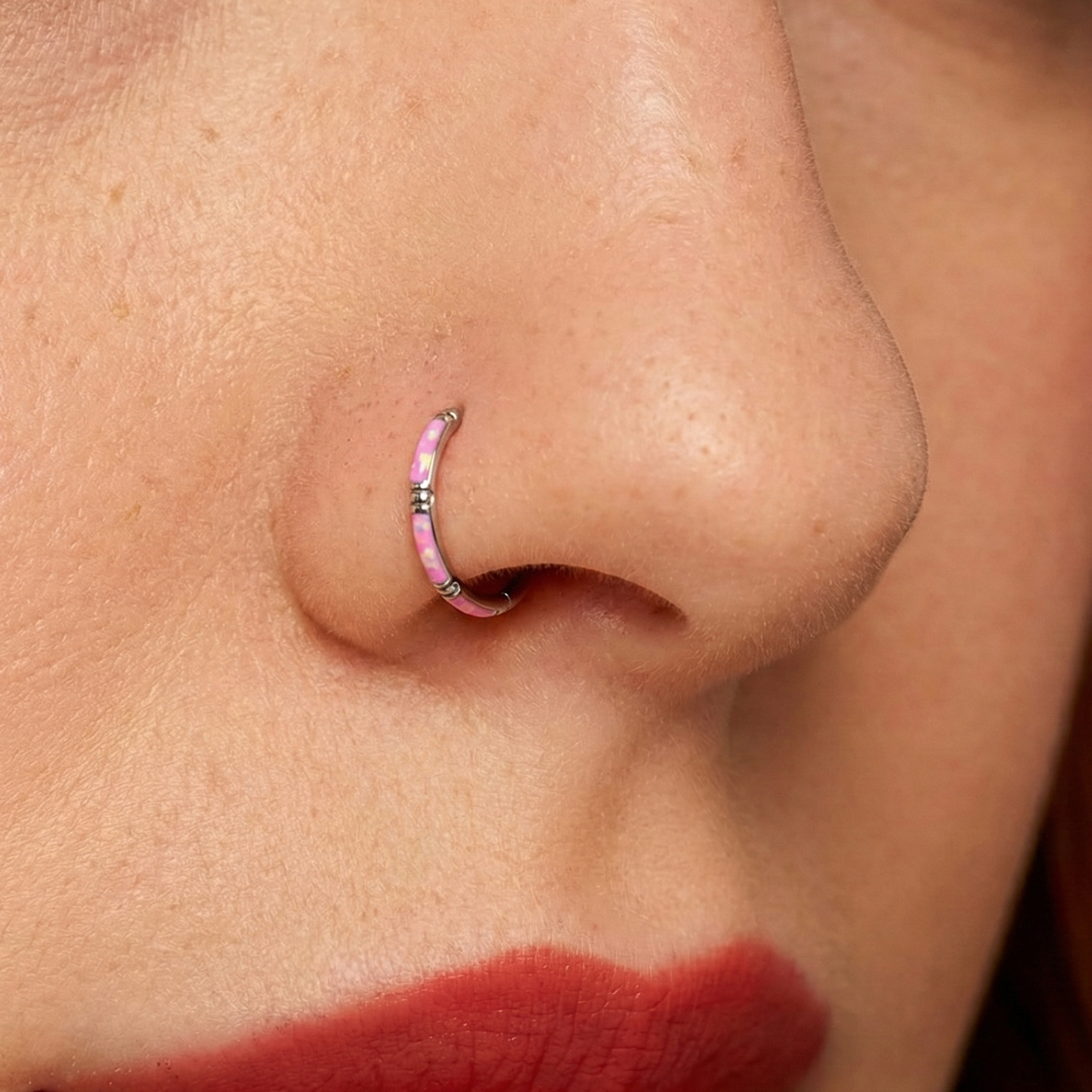 316L Surgical Steel Opal Studded Hinged Segment Clicker Ring