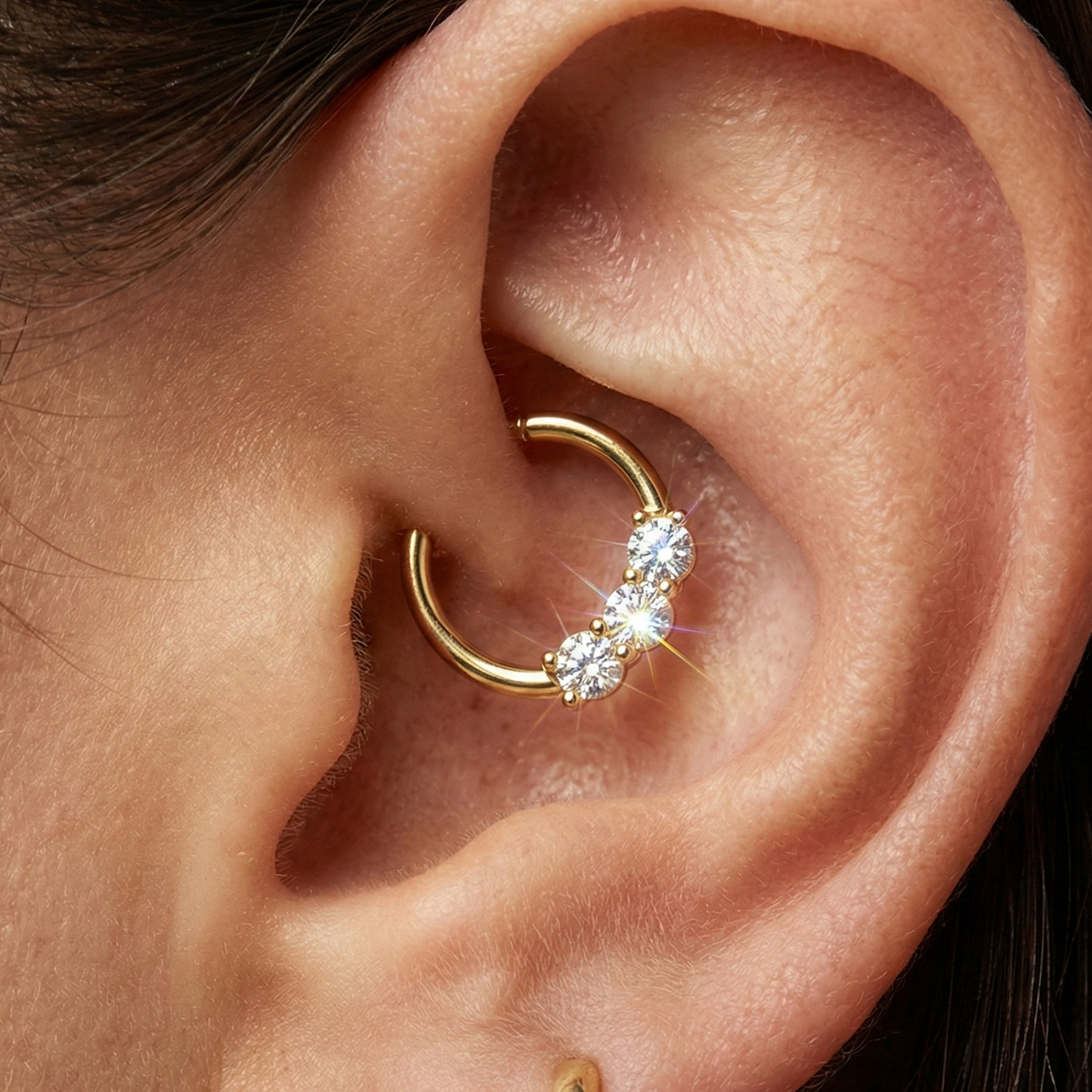 316L Surgical Steel Prong Set Clear CZ Stones Hinged Segment Clicker Ring