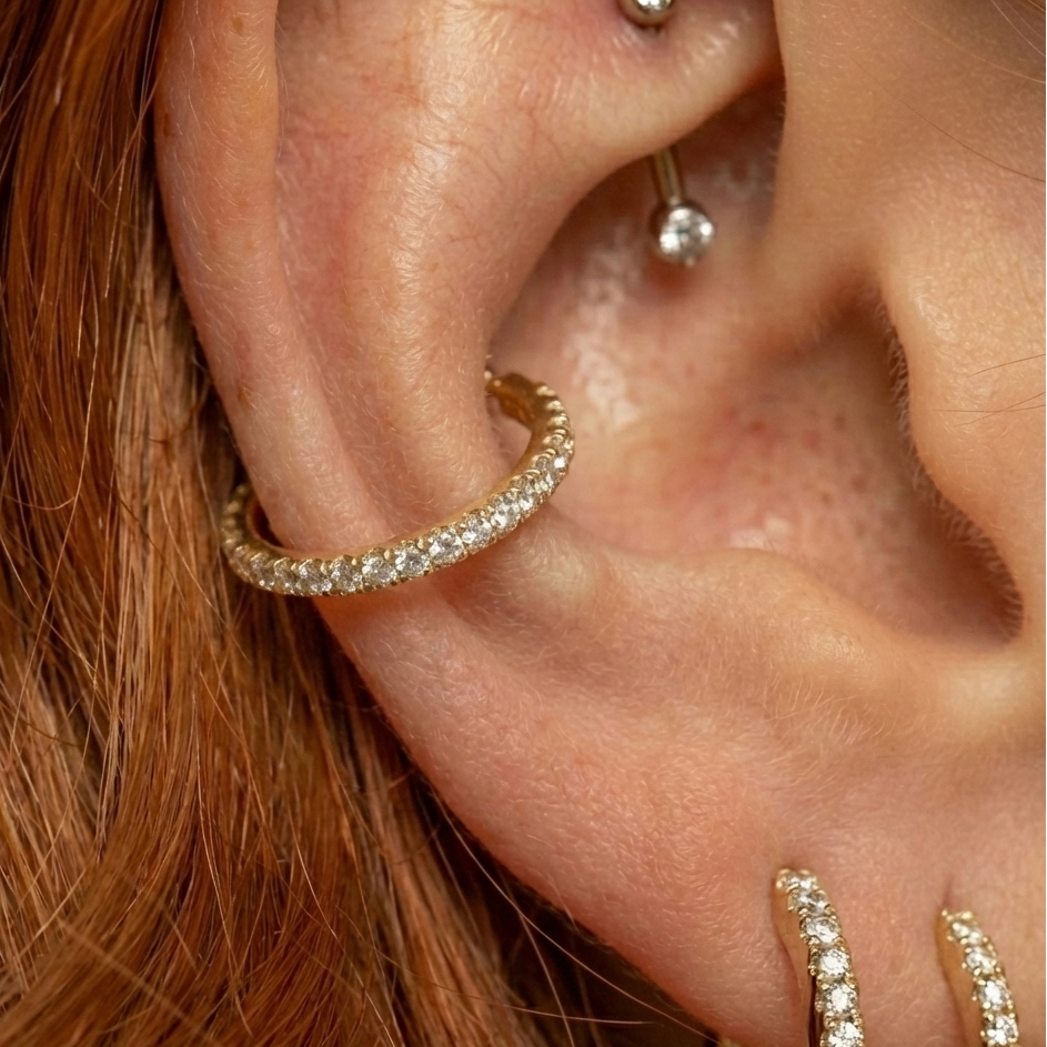 G23 Titanium Micro Setting CZ Stones in Hinged Segment Clicker Ring