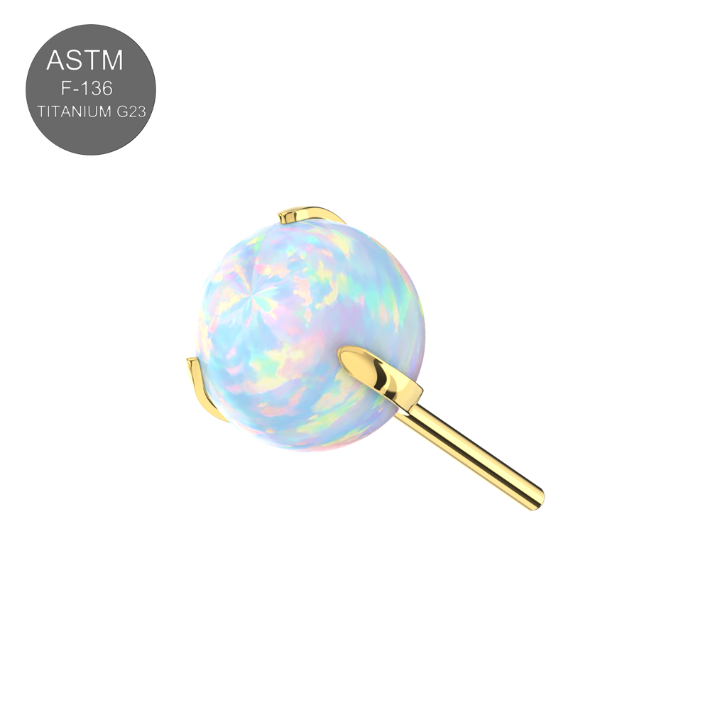G23 Titanium Opal Ball Thread-less Push-Fit Top - Monster Piercing