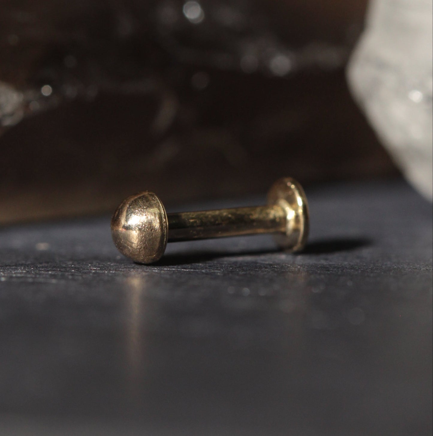 14K Gold Internally Threaded Half Ball Top Flat Back Stud - Monster Piercing