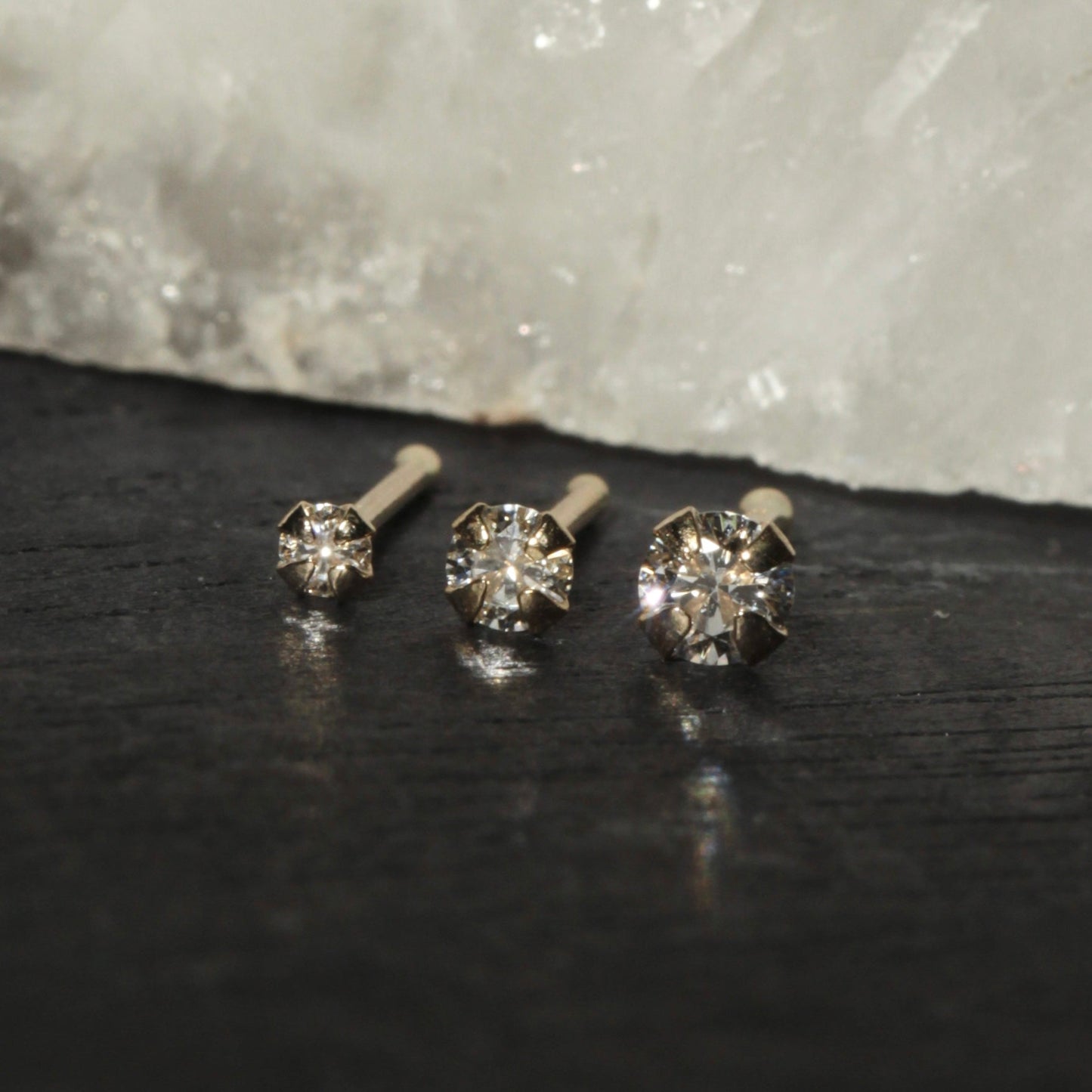 9K Gold Claw Set Round Lab Grown Diamond Nose Bone - Monster Piercing