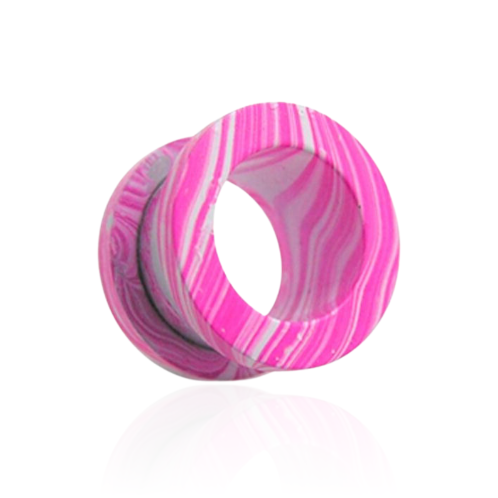 316L Surgical Steel Pink Painted Screw Fit Flesh Tunnel