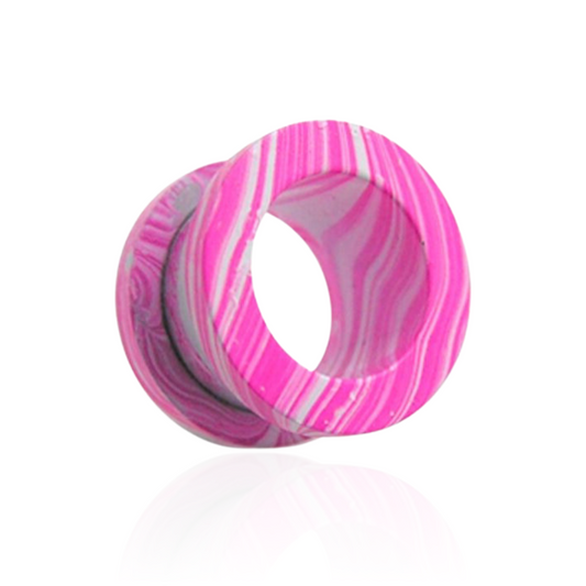 316L Surgical Steel Pink Painted Screw Fit Flesh Tunnel