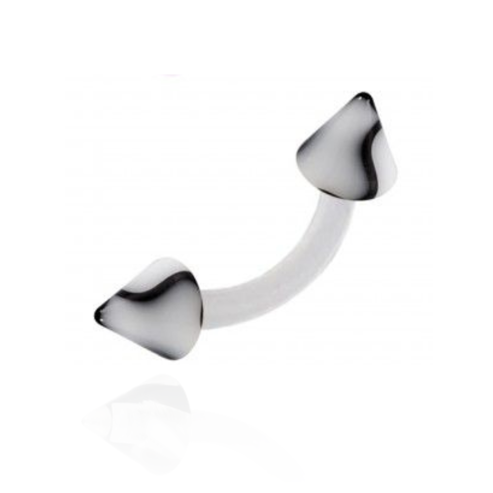 UV White Curved Bar with Printed UV Cone (Pack of 10) - Monster Piercing