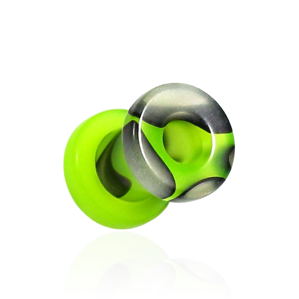 UV Lime & Black External Screw Fit Flesh Tunnel - Monster Piercing