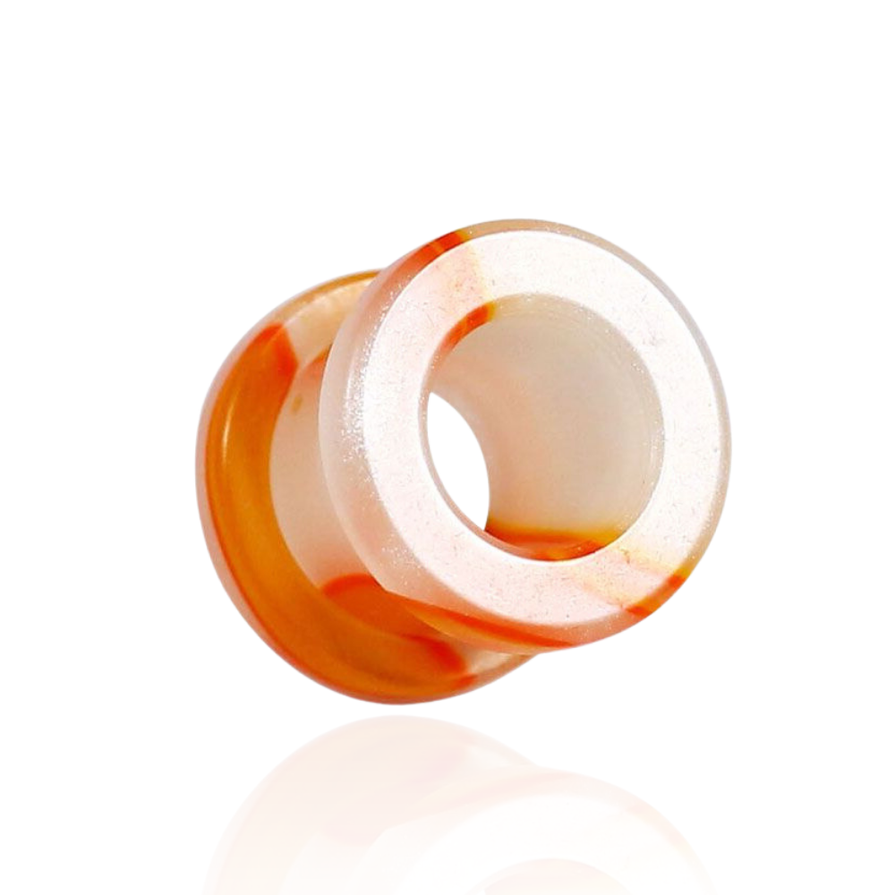 UV Orange & Clear External Screw Fit Flesh Tunnel - Monster Piercing