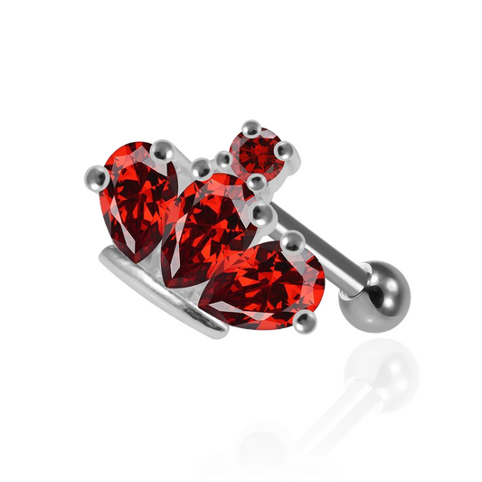 925 Sterling Silver Jewelled Crown Cartilage Ear Stud - Monster Piercing