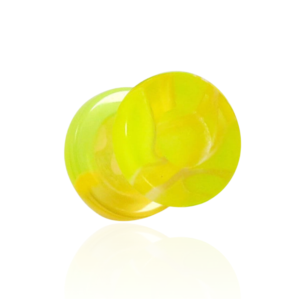 UV Yellow External Screw Fit Flesh Tunnel - Monster Piercing