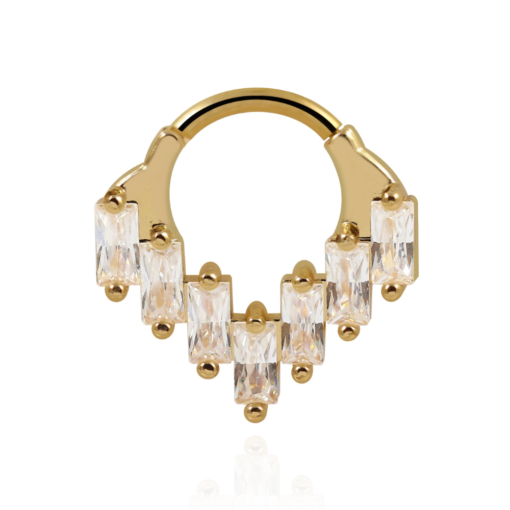 316L Surgical Steel Multi CZ Jewelled Chandelier Style Hinged Segment Clicker Ring - Monster Piercing