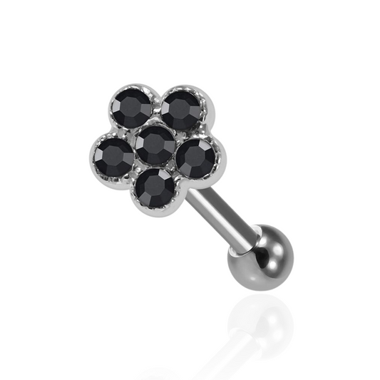 925 Sterling Silver Tiny Flower CZ Jewelled Cartilage Ear Stud - Monster Piercing