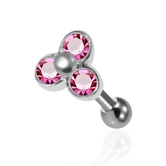 925 Sterling Silver Trinity CZ Jewelled Cartilage Ear Stud - Monster Piercing