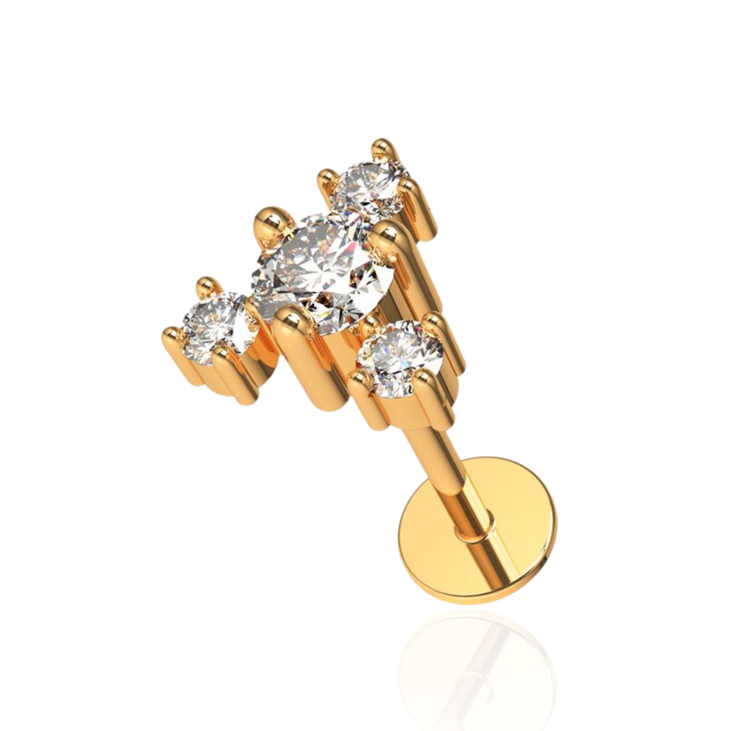 316L Surgical Steel Jewelled Trinity Cartilage Ear Stud - Monster Piercing