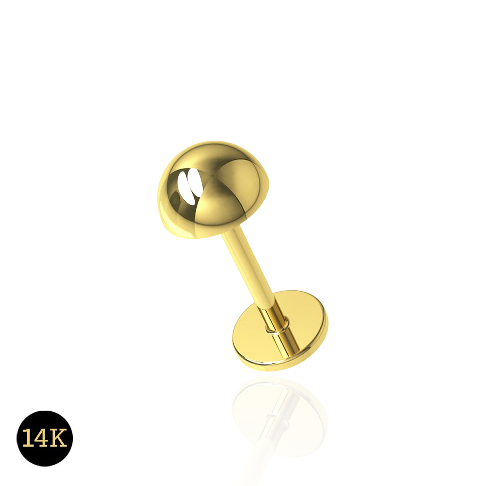 14K Gold Internally Threaded Half Ball Top Flat Back Stud - Monster Piercing