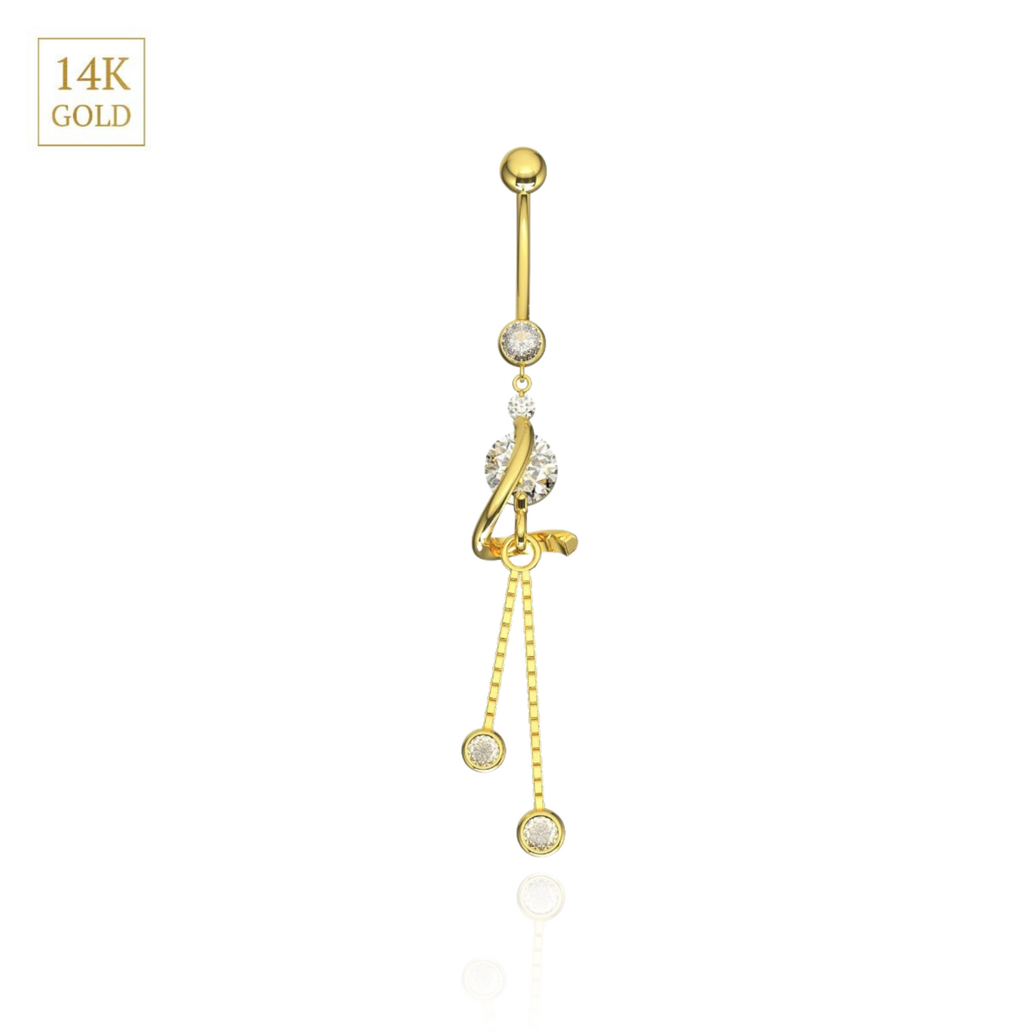 14K Gold Studded Dreamcatcher Belly Ring