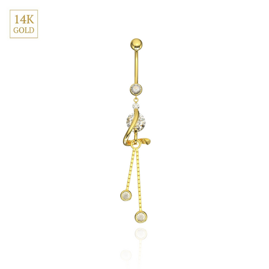 14K Gold Studded Dreamcatcher Belly Ring