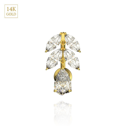 14K Gold Studded Reverse Belly Ring - Monster Piercing