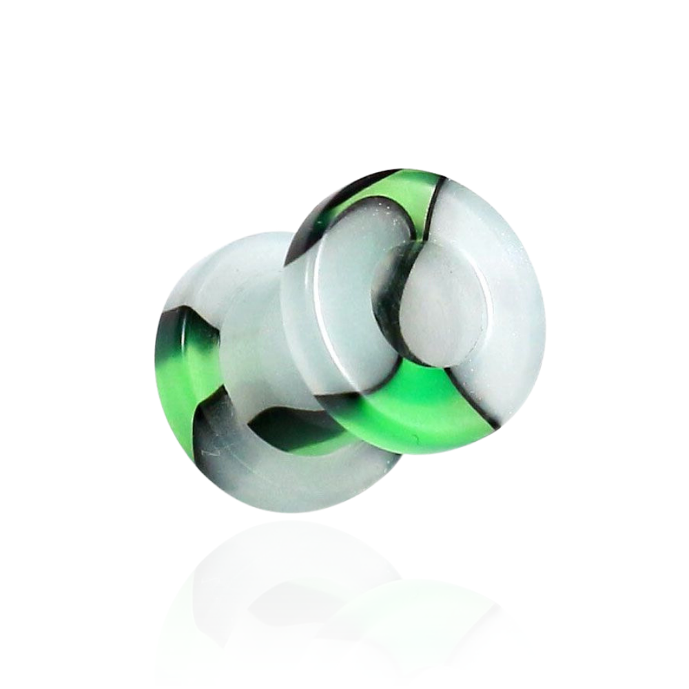 UV Green & Black External Screw Fit Flesh Tunnel - Monster Piercing