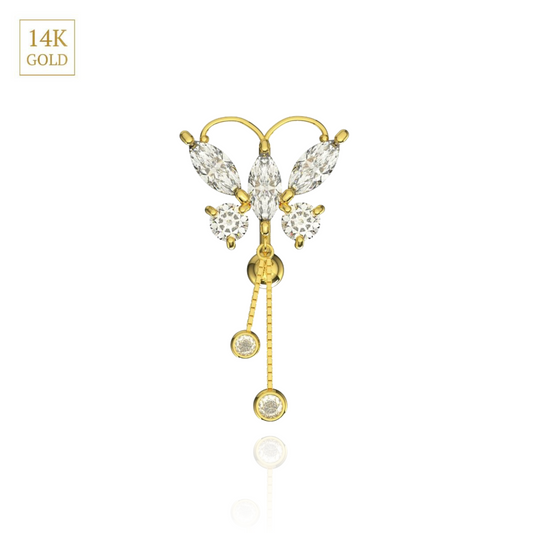 14K Gold Firefly Danglers Belly Ring - Monster Piercing