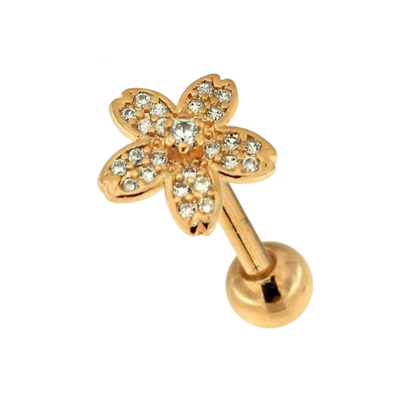 316L Surgical Steel Micro Jewelled Flower Cartilage Ear Stud - Monster Piercing