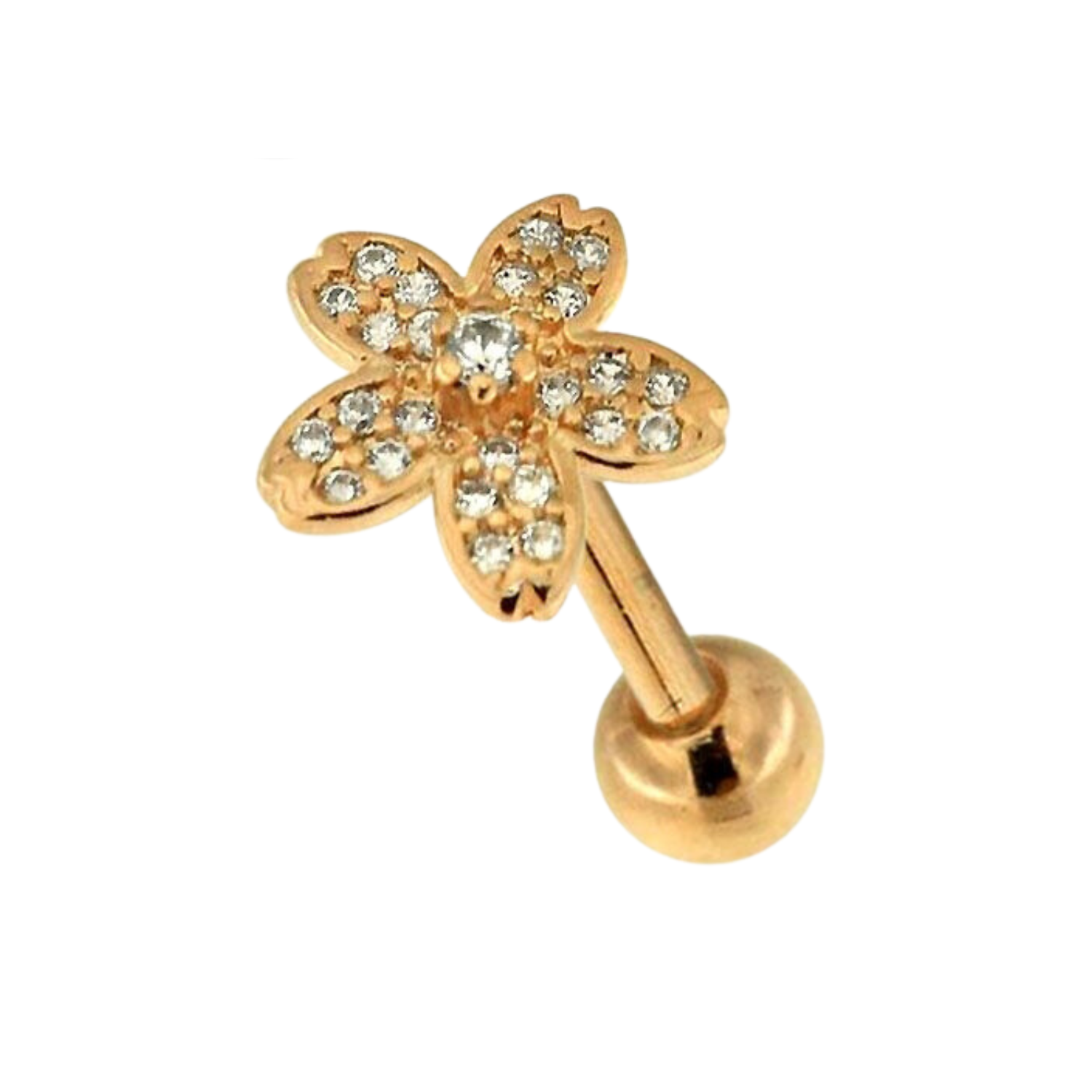 316L Surgical Steel Micro Jewelled Flower Cartilage Ear Stud - Monster Piercing