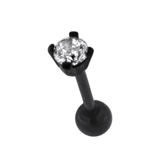 316L Surgical Steel Round Single Jewelled Cartilage Ear Stud - Monster Piercing