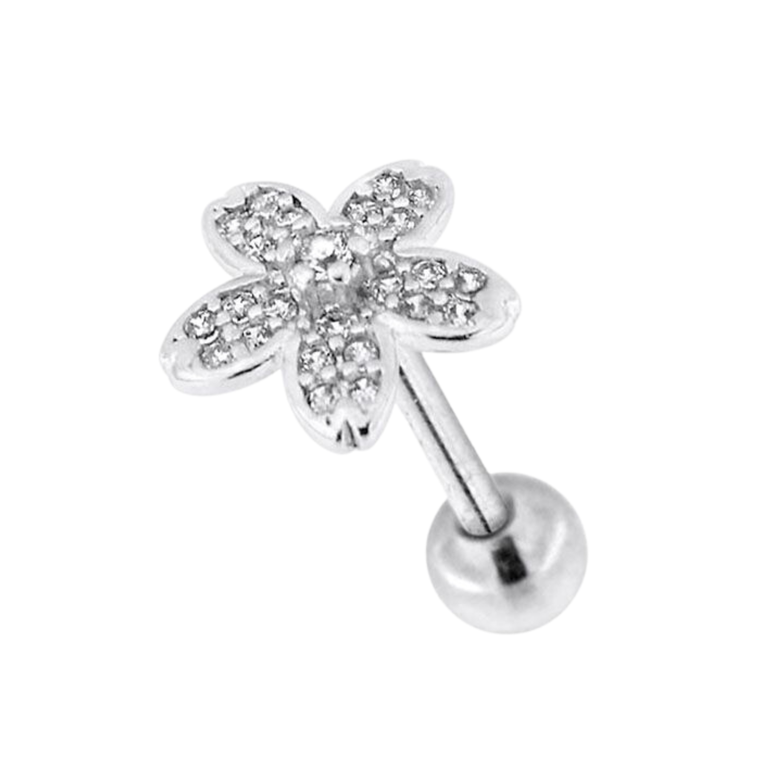 316L Surgical Steel Micro Jewelled Flower Cartilage Ear Stud - Monster Piercing