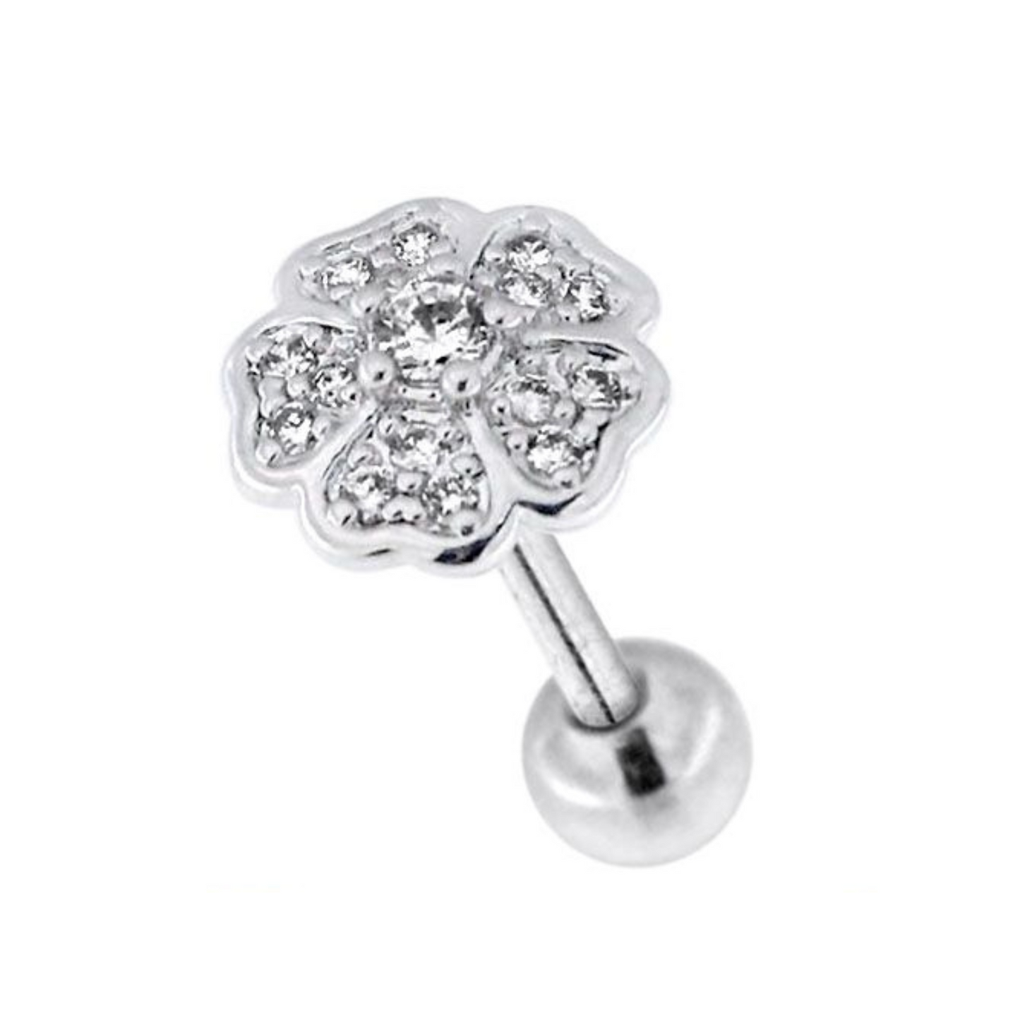 316L Surgical Steel Flower Micro Jewelled Cartilage Ear Stud - Monster Piercing