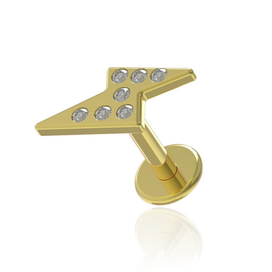 316L Surgical Steel Multi CZ Jewelled Flash Internally Threaded Stud