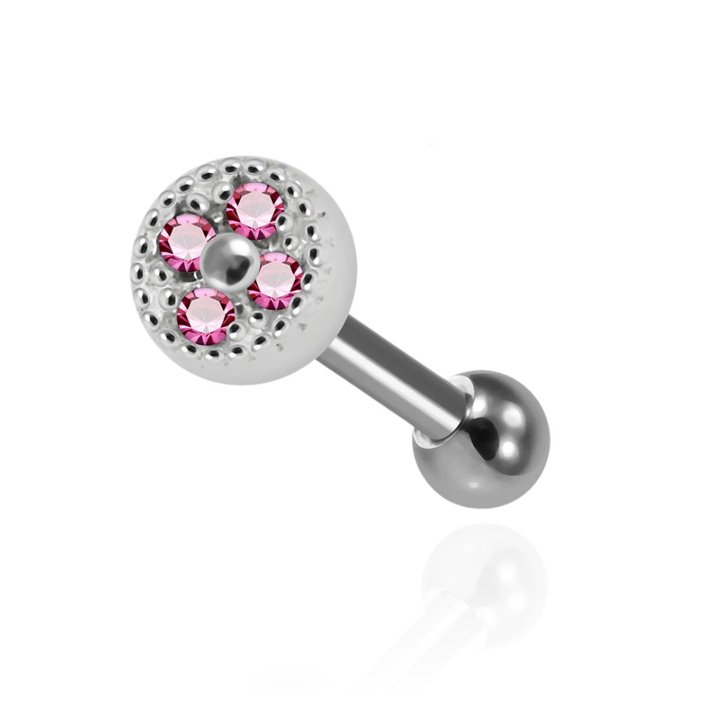 925 Sterling Silver Micro Jewelled Round Dotted Cartilage Ear Stud - Monster Piercing