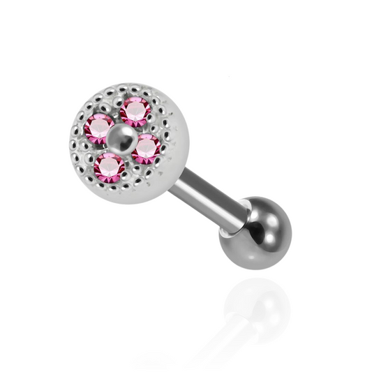 925 Sterling Silver Micro Jewelled Round Dotted Cartilage Ear Stud - Monster Piercing