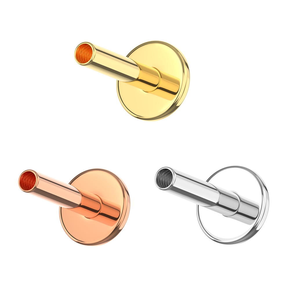 925 Sterling Silver Internally Threaded Flat Back Labret Bar - Monster Piercing