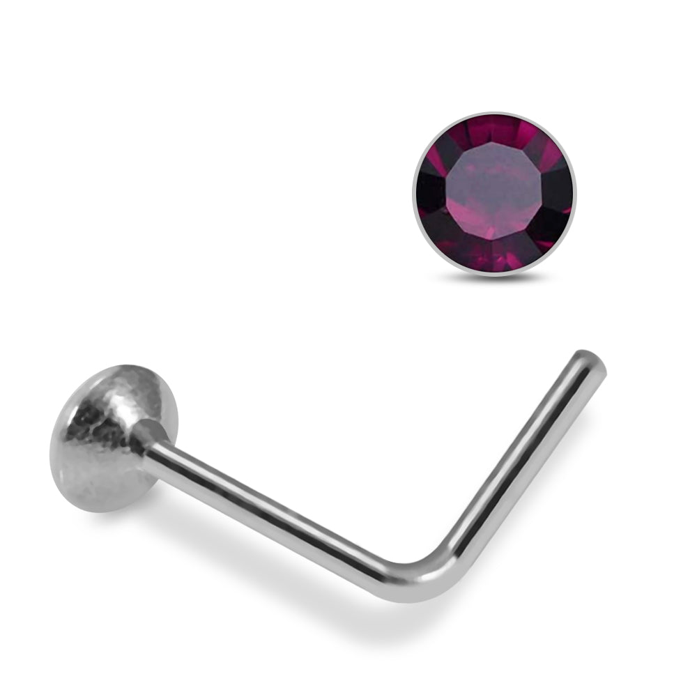 925 Sterling Silver 10pcs 2mm Glued Round CZ L-Bend Nose Stud Box - Monster Piercing