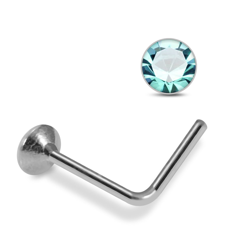 925 Sterling Silver 10pcs 2mm Glued Round CZ L-Bend Nose Stud Box - Monster Piercing