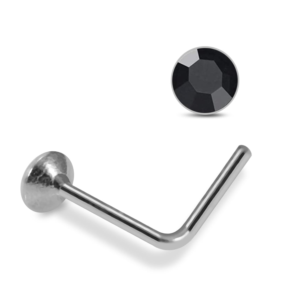 925 Sterling Silver 10pcs 2mm Glued Round CZ L-Bend Nose Stud Box - Monster Piercing