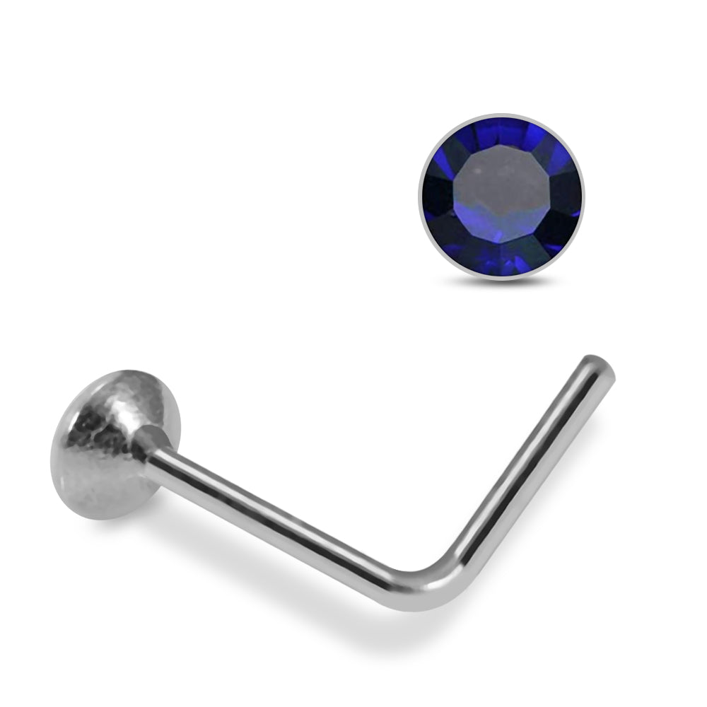 925 Sterling Silver 10pcs 2mm Glued Round CZ L-Bend Nose Stud Box - Monster Piercing