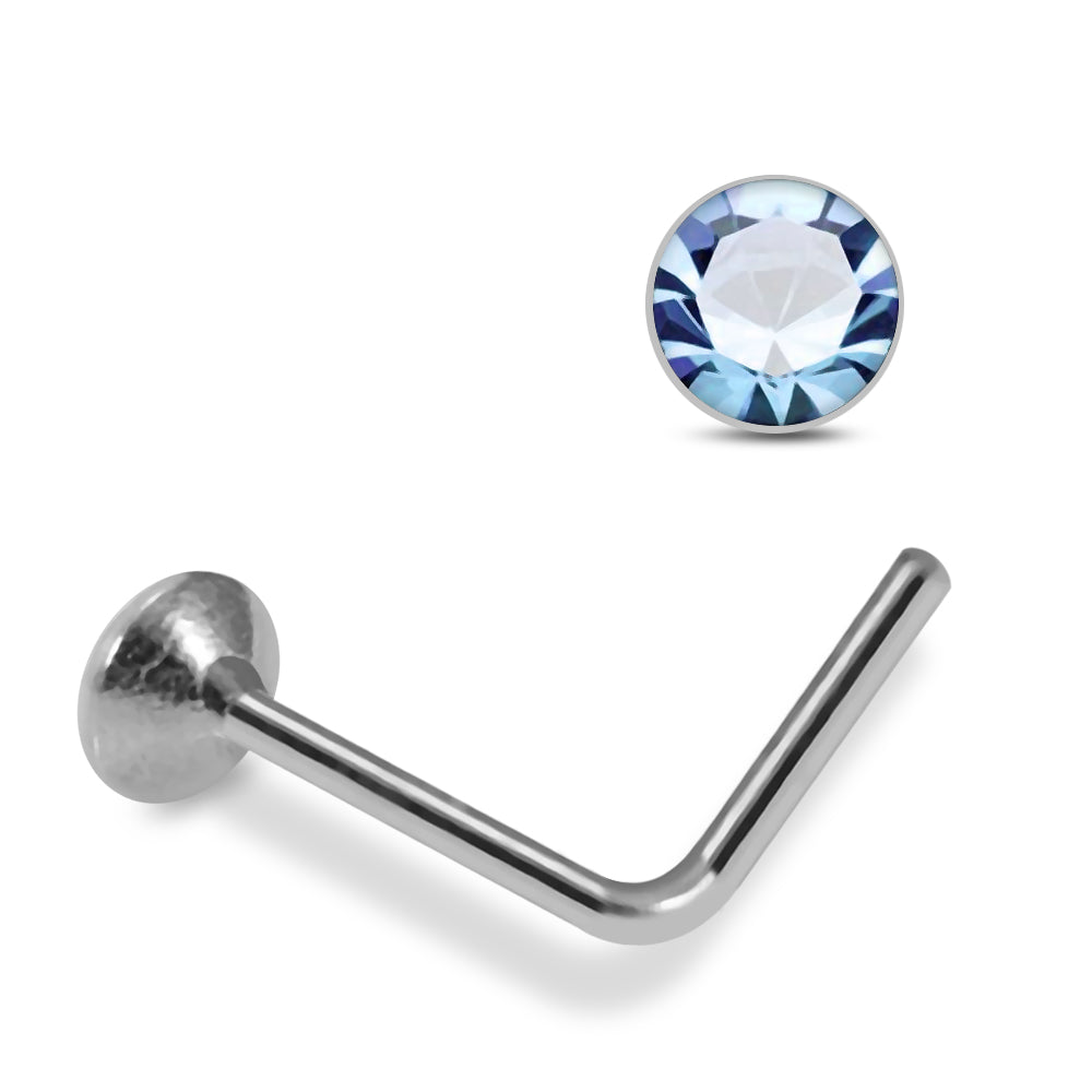 925 Sterling Silver 10pcs 2mm Glued Round CZ L-Bend Nose Stud Box - Monster Piercing