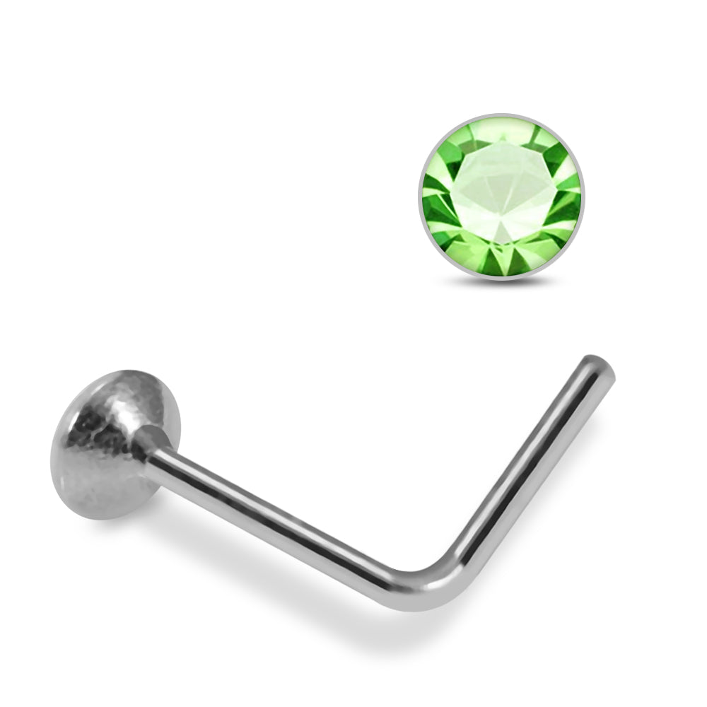 925 Sterling Silver 10pcs 2mm Glued Round CZ L-Bend Nose Stud Box - Monster Piercing