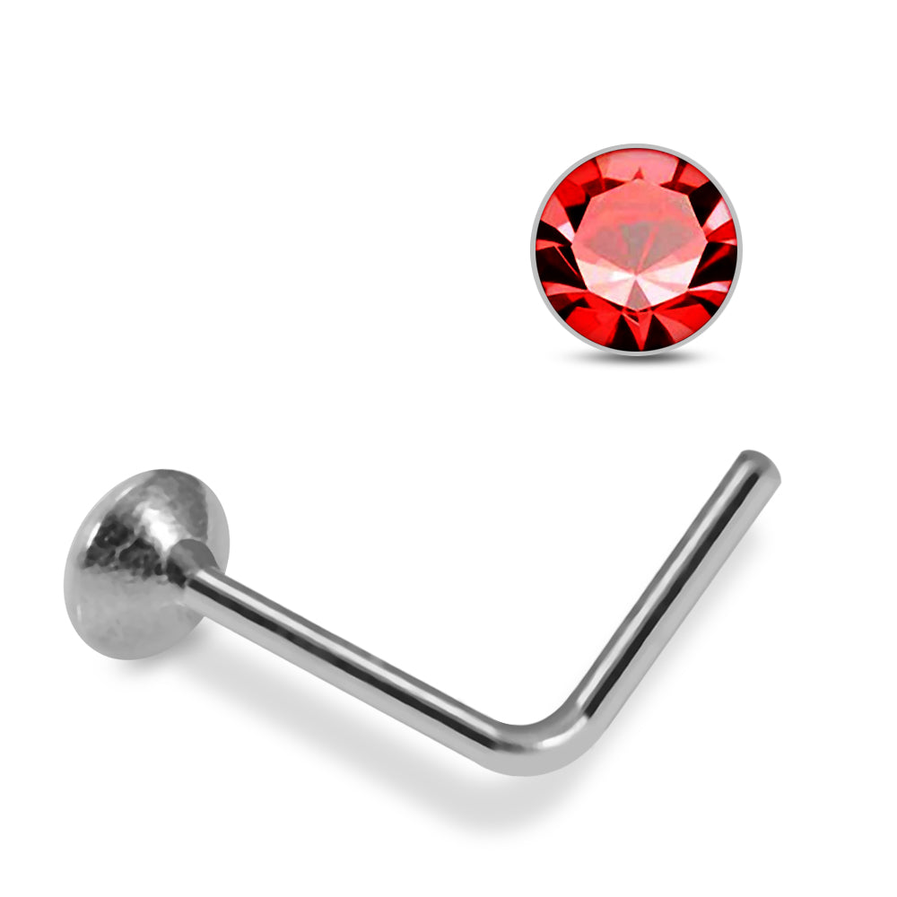 925 Sterling Silver 10pcs 2mm Glued Round CZ L-Bend Nose Stud Box - Monster Piercing