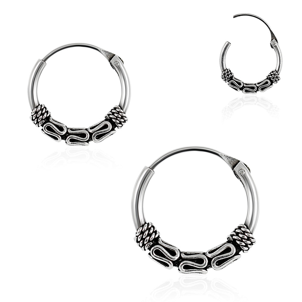 925 Sterling Silver Bali Style Oxidised Tribal Hinged Segment Nose Ring 8mm 8mm 10mm 12mm