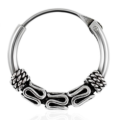 925 Sterling Silver Bali Style Oxidised Tribal Hinged Segment Nose Ring 8mm 8mm 10mm 12mm