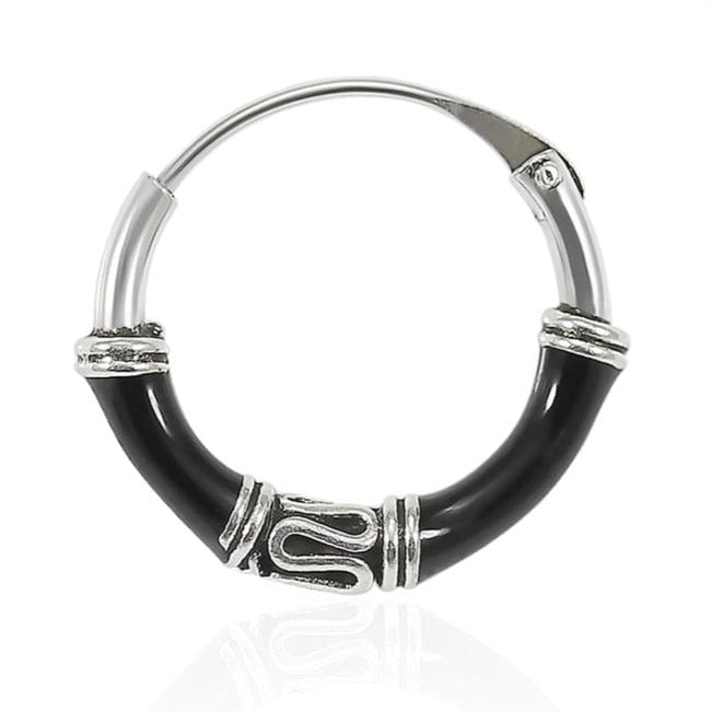 925 Sterling Silver Bali Style Black Enamel Coated Oxidised Tribal Hinged Segment Nose Ring Default Title Default Title